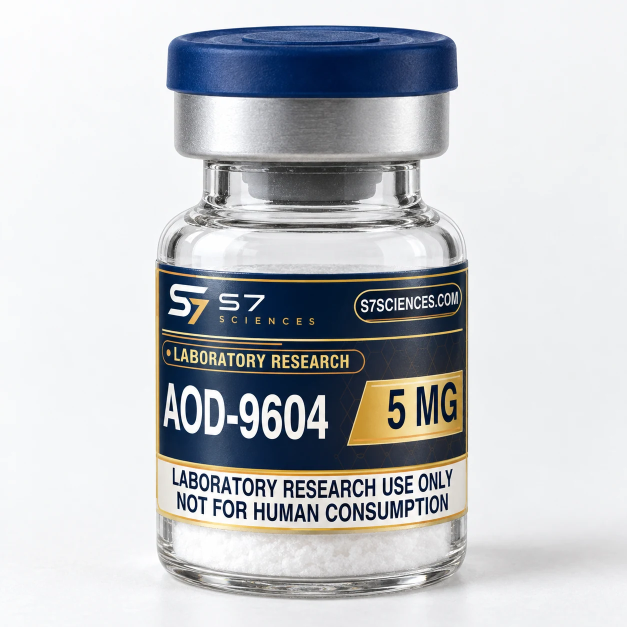Illustrative S7 Sciences vial with the AOD-9604 5 mg label