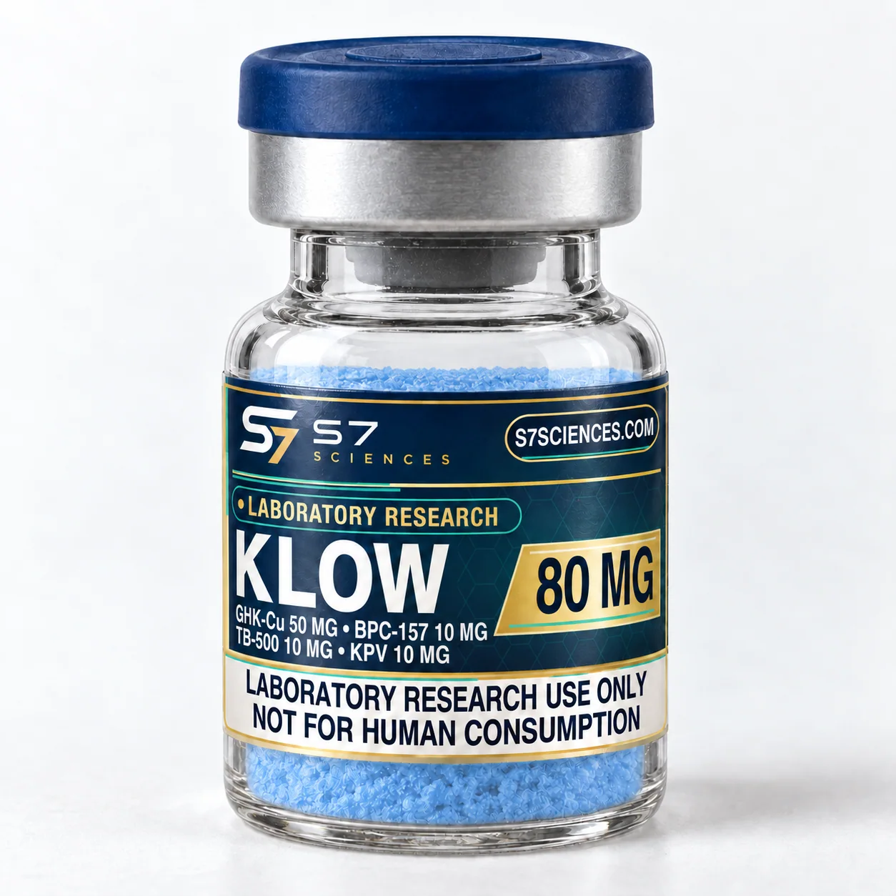 Illustrative S7 Sciences vial with the KLOW Blend 80 mg total label